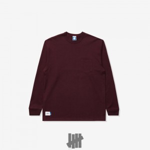 Undefeated Undftd UNDEFEATED STENCIL L/S POCKET TEE WINE | XU16-H0DS